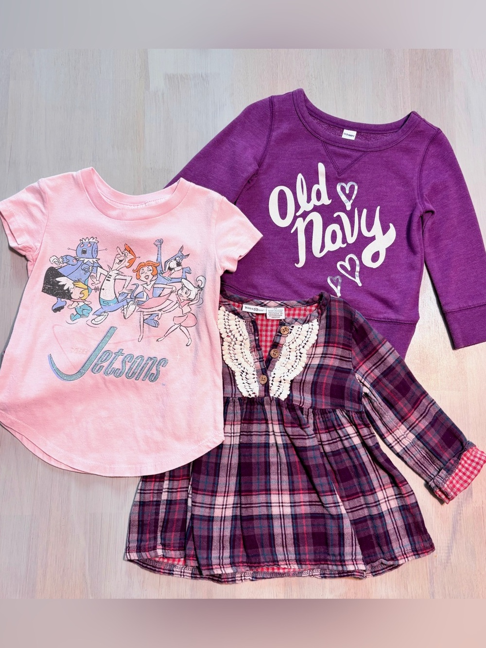 Little Girls Size 2t Long Short Sleeve Tee Sweater Bundle Lot Set of 3 Tops